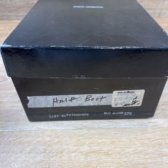 Vintage Dolce Gabbana Denim Patchwork Booties 37.5 US 7.5 - Picture 12 of 13